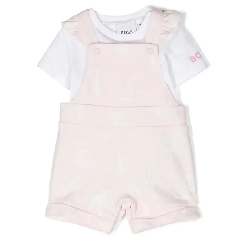Conjunto de macacão de algodão Hugo Boss Baby - menina, rosa claro