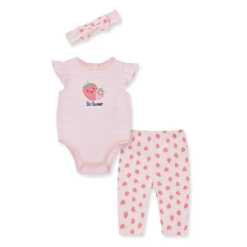 Little Me - conjunto de legging e macacão morangos bebê menina, rosa