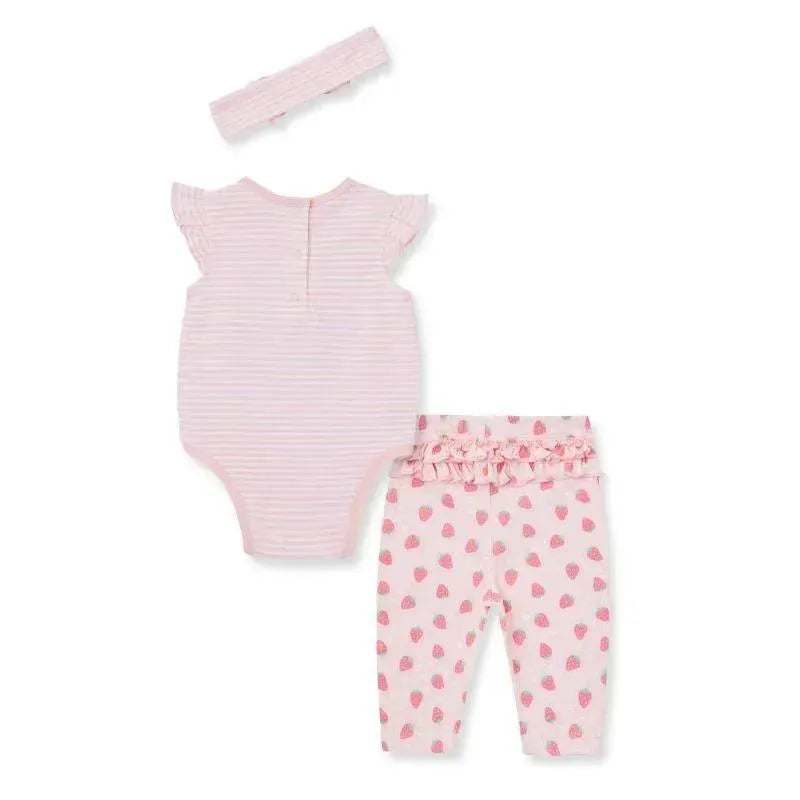 Little Me - conjunto de legging e macacão morangos bebê menina, rosa
